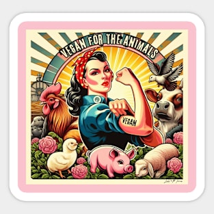 Vegan Retro Girl Sticker